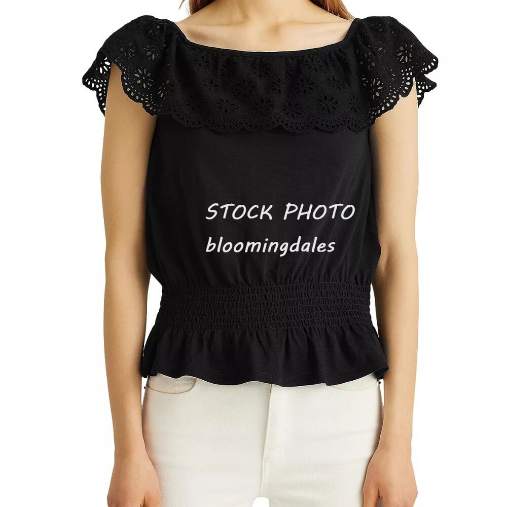 Lauren Ralph Lauren Black Label Ruffled Eyelet Peplum Hem Ladies Top ✨HP ✨